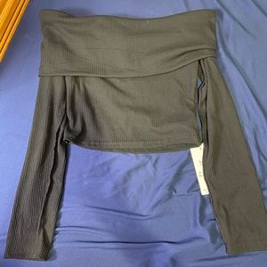 Dazy off the shoulder black long sleeve crop shirt